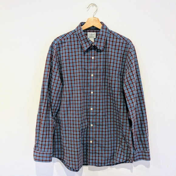 LL Bean Shirt Mens Large Reg Button Down Long Sleeve Traditional Fit Plaid - Picture 1 of 5